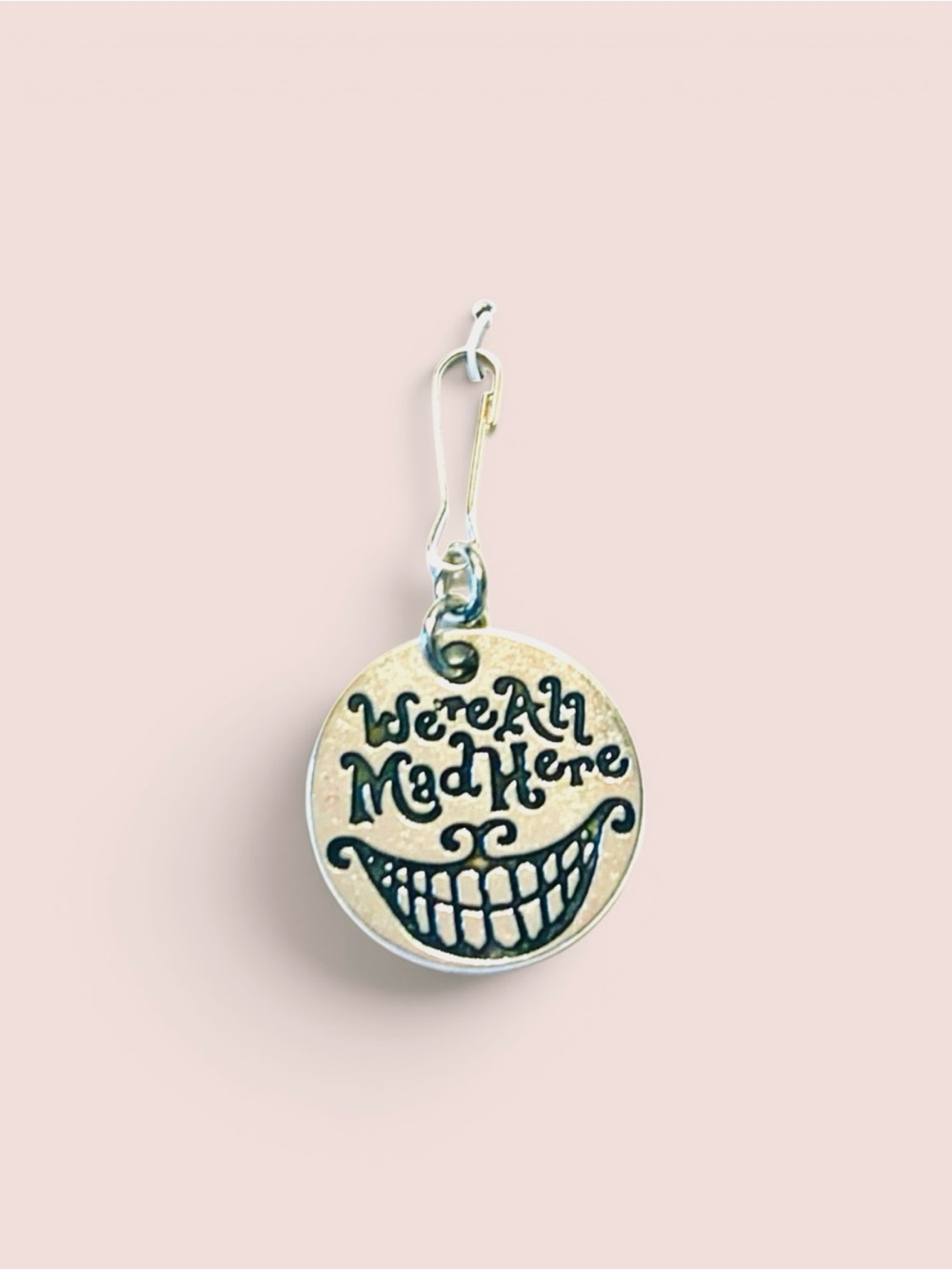 'We're All Mad Here' Charm backpack, bags, etc. Alice in Wonderland Silver